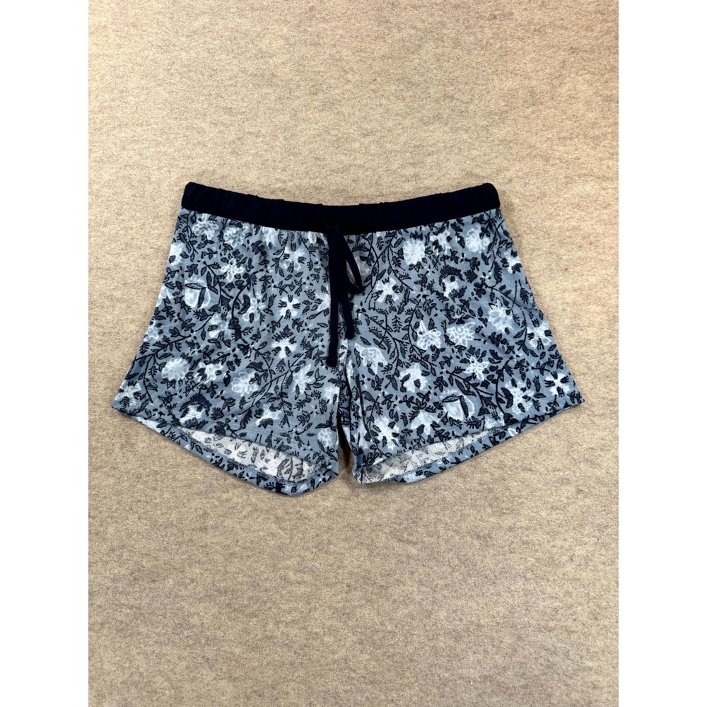 Lucky Brand Blue Floral Stretch Sleep Shorts Womens Medium Drawstring Pajamas